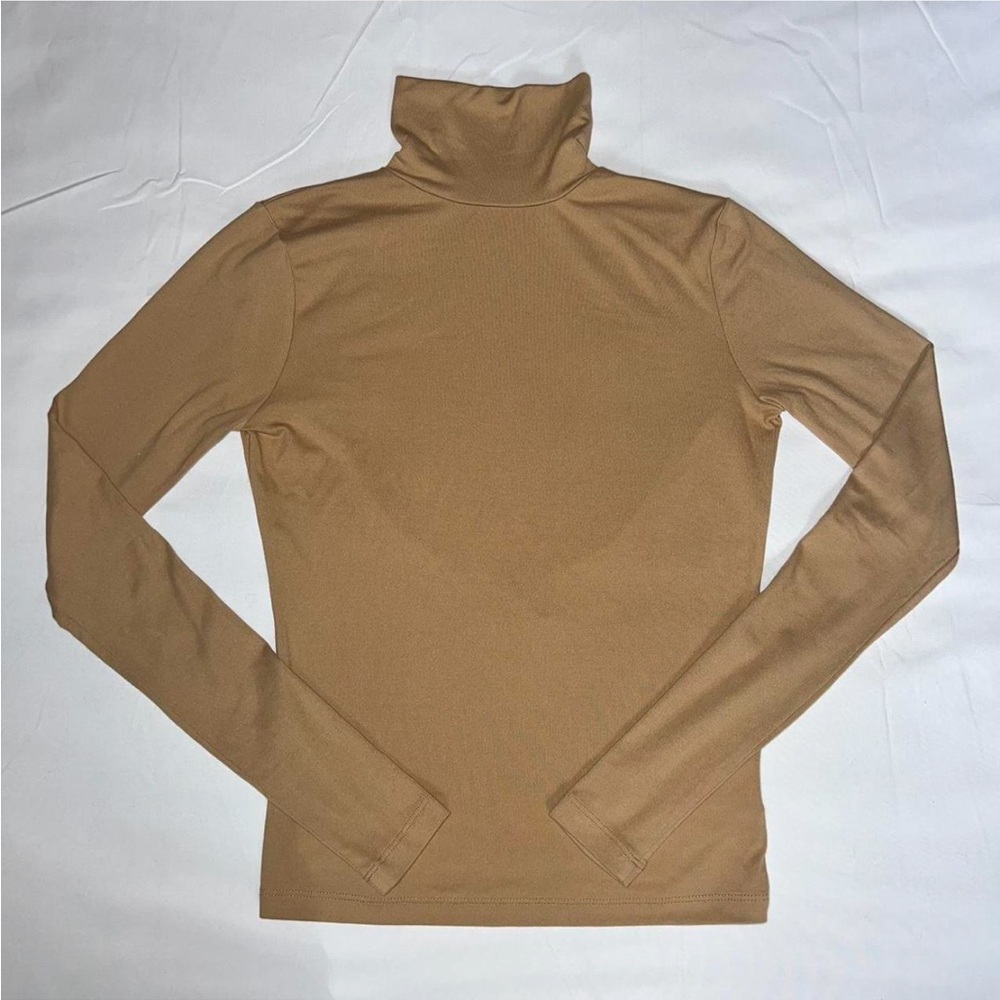 Urban Outfitters Open backed Turtleneck Long Sleeve Top in Taupe/Tan